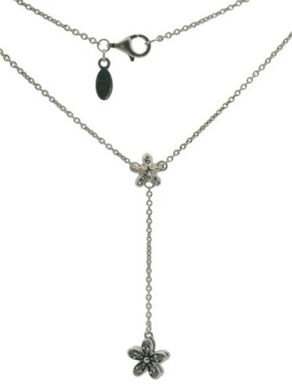 Pandora 925 Sterling Silver and CZ Dazzling Daisies Flower Lariat 23.5" Necklace - Picture 4 of 9